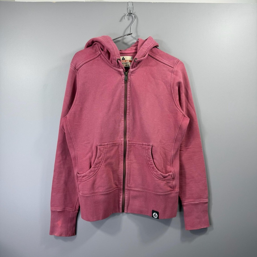 American Giant Hoodie Womens Large Pink Full Zip Fleece Sweatshirt Made In USA
